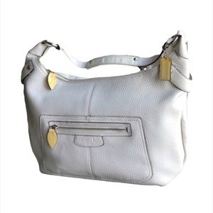 COACH WHITE BAG WITH YELLOW DETAILS